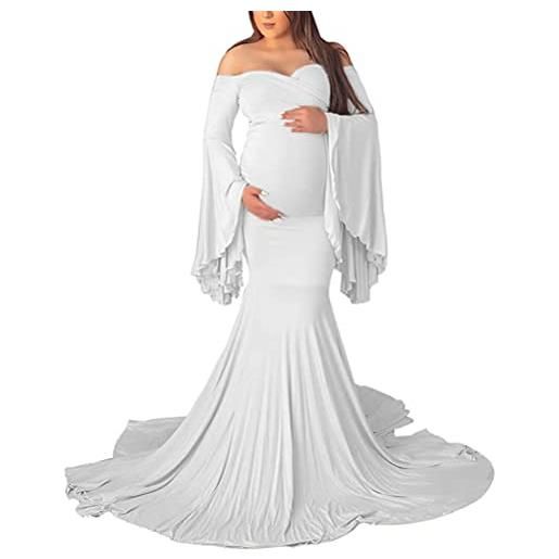 Generic hzsl shop - abito da donna ultra elasticizzato per fotografia maternità, servizio fotografico a sirena, bianco, xl