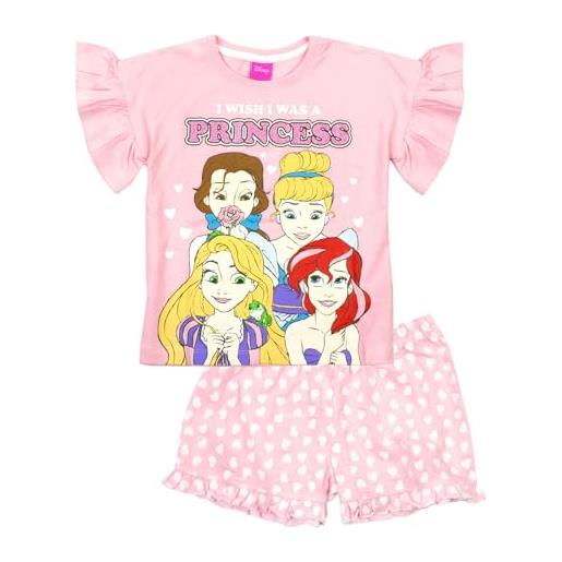 Vanilla Underground pigiama corto in cotone rosa per bambine disney princesses