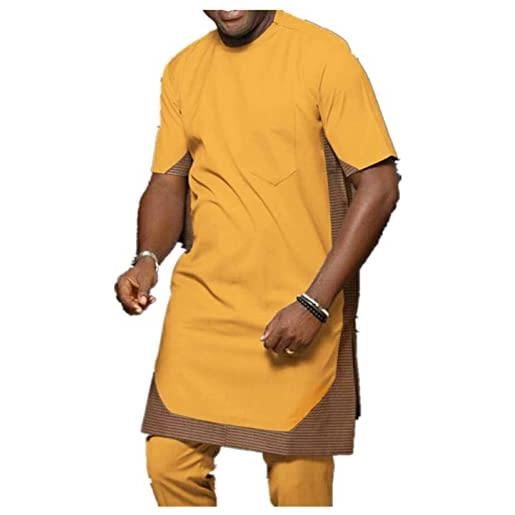 VIVICOLOR camicia africana da uomo manica corta tunica dashiki top tradizionale camicetta tribale etnica maglietta plus size caftano