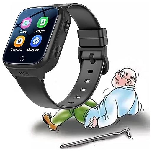 Weyot smartwatch con rilevamento delle cadute, avvisatori di caduta per anziani, pulsante di emergenza sos & videochiamata hd e monitor salute - ipx7 impermeabile