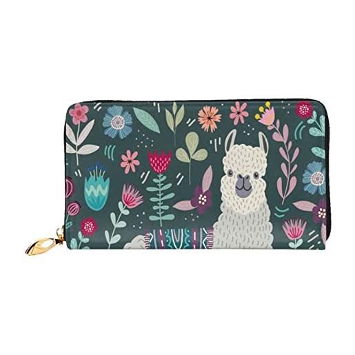 Whuanlo schnauzer - portafoglio da donna in pelle con stampa di cani, borsa lunga, pochette per banconote, fiore alpaca, taglia unica