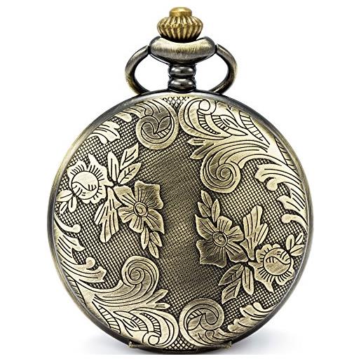 SEWOR orologio da tasca con movimento al quarzo giapponese moda doppia catena (bronzo)