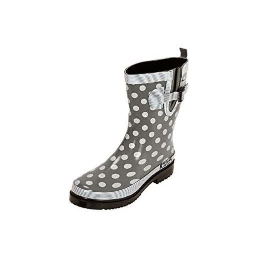 MADSea stivali di gomma stivali da pioggia donna grigio pois bianco altezza media, dimensioni: 39 eu
