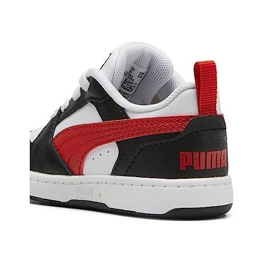 PUMA rebound v6 lo ac inf, scarpe da ginnastica, white for all time red black, 25 eu