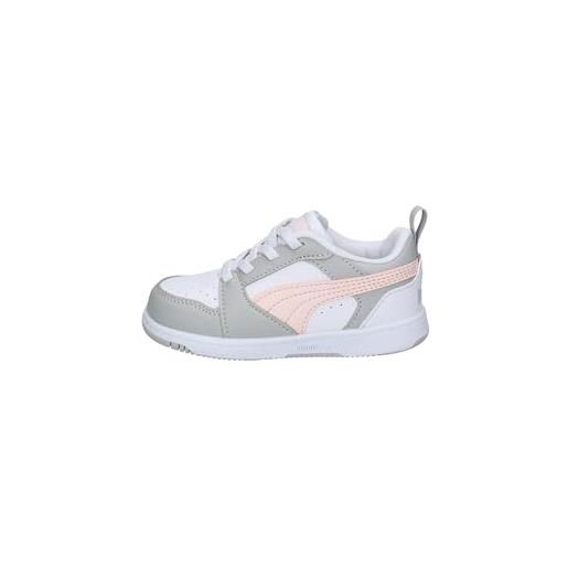 PUMA rebound v6 lo ac inf, scarpe da ginnastica, bianco frosty pink ash gray, 27 eu