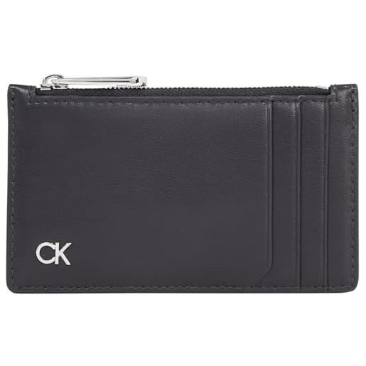 Calvin Klein porta carte uomo metal ck ns cardholder in pelle, nero (ck black), taglia unica
