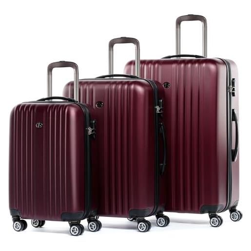FERGÉ set di 3 valigie viaggio toulouse - bagaglio rigido dure leggera 3 pezzi valigetta 4 ruote rosso