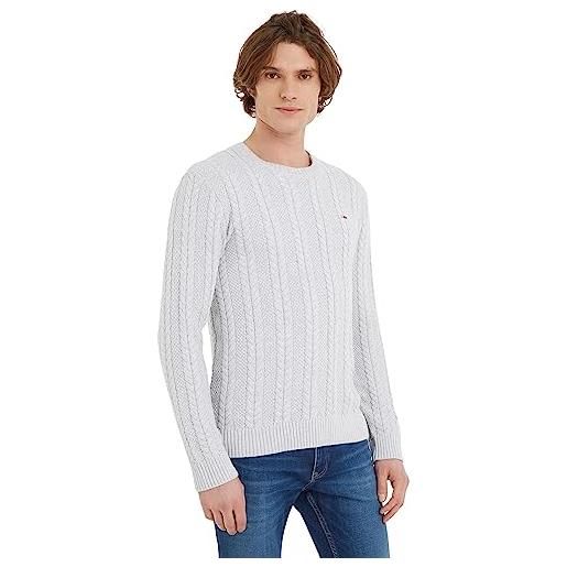 Tommy Jeans tjm reg cable sweater, maglia di tuta uomo, silver grey htr, xs