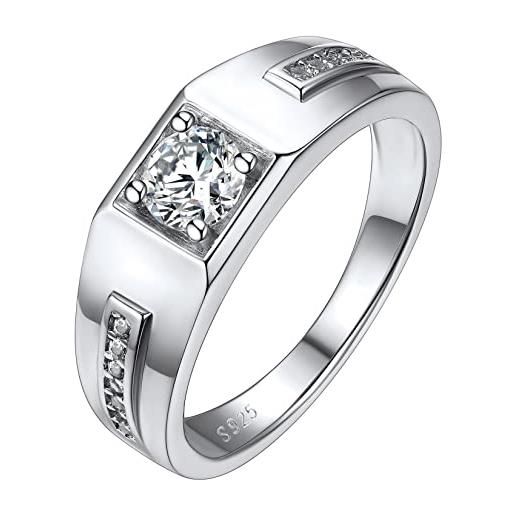 Silvora anello da uomo intarsiato con 5mm zircone aaa bianco nero in argento sterling 925 anello abbagliante ipoallergenico