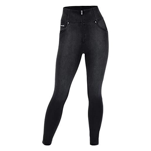 FREDDY - jeans push up wr. Up® 7/8 curvy vita alta denim effetto used, denim nero, large