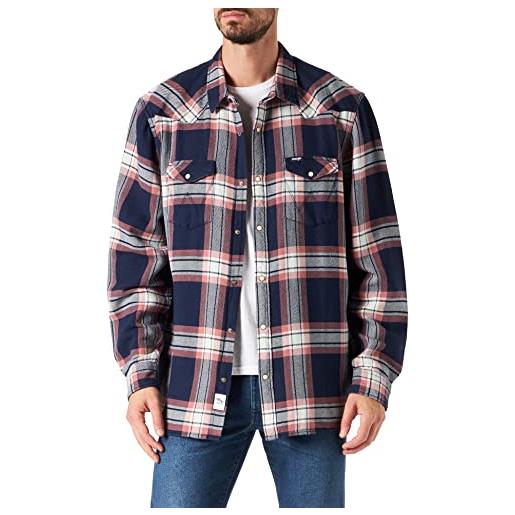 Wrangler western shirt camicia, rosso (withered rose), small uomo