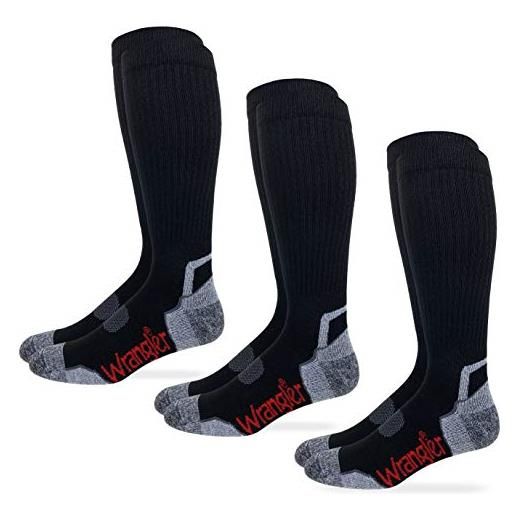 Wrangler calzini alti a compressione ultra dri da uomo, confezione da 3 paia, nero, x-large grande
