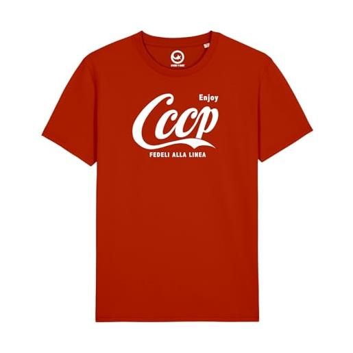 ZERO T-SHIRT LAB maglietta cccp fedeli alla linea musica punk rock sovietico stella rossa t-shirt unisex (m, traffic red)