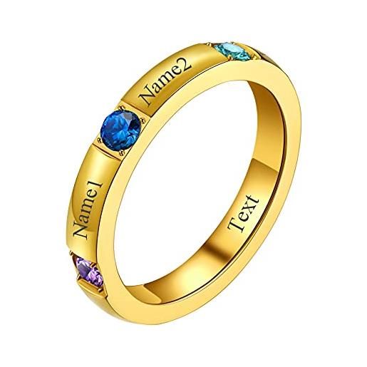 FaithHeart anello con pietra portafortuna granato/ametista/acquamarina/smeraldi/topazio pietre colorate birthstone anello personalizzato nome saluti incisione 18k oro placccato