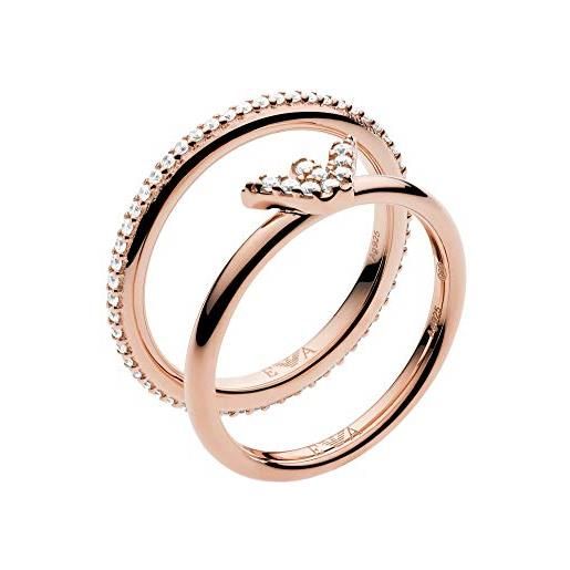 Emporio Armani eg3462221 - anello da donna in argento sterling, colore: oro rosa, metallo