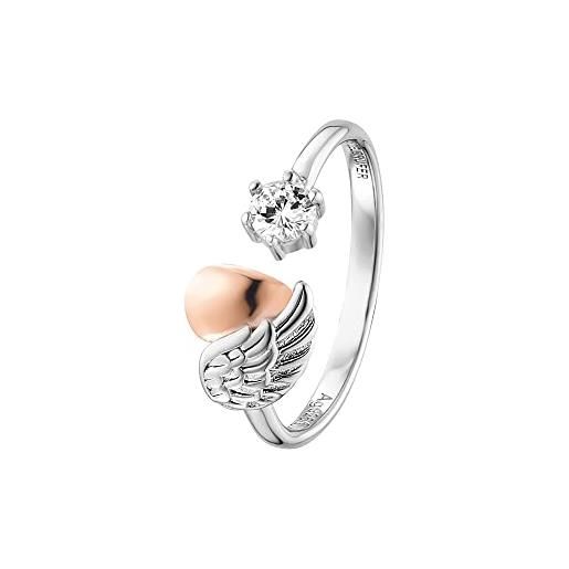 Engelsrufer anello da donna con ali di cuore in argento sterling - decorato con una pietra di zirconia - regolabile - senza nichel, argento, zirconia cubica