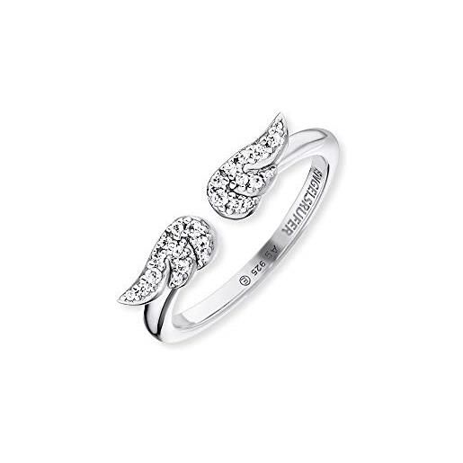 Engelsrufer err-lilwing-zi - anello da donna in argento sterling 925 con ali d'angelo e zirconi, misura regolabile, misura unica, argento sterling, zirconia cubica
