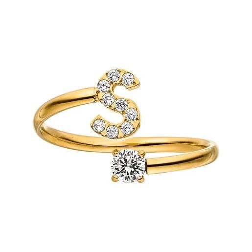 Purelei® anello con lettere - anello da donna in acciaio inox durevole - anelli impermeabili - anelli regolabili dalla taglia 50 alla 60 - gioielli alla moda per il tuo look personalizzato, gemma, 