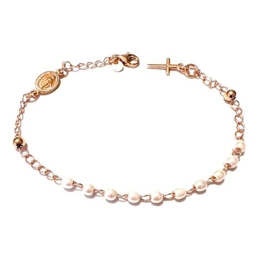 amorili bracciale rosario donna argento 925 ramato perle bcc2660