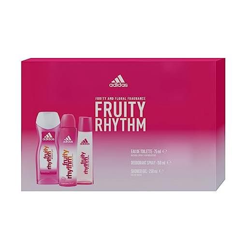 Adidas fruity rhythm set eau de toilette 75 ml, body spray 150 ml & shower gel 250 ml