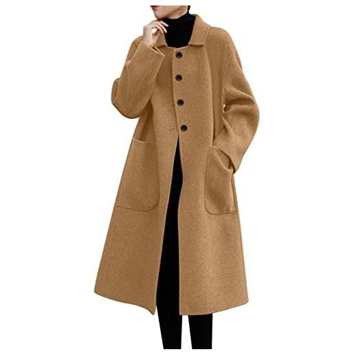 BFYSFBAIG donna cappotto elegante coat lana donna elegante trench donna cappotto in panno di lana (rinj12-caffè, l)