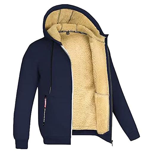 Generic giacche di lana uomo maschio autunno e inverno giacca calda moda casual soild colore manica lunga tasca con cappuccio cappotto di cotone top giacche di lana uomo, bu2, l