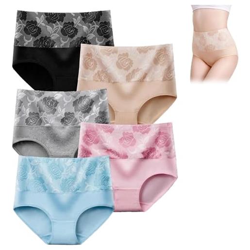 OSTRI bloomypink high waist incontinence panties, high waist plus size cotton and leak-proof physiological underwear (5pcs a, xl)