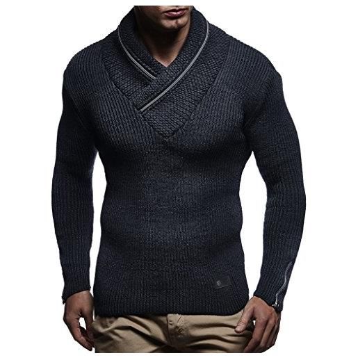 Leif Nelson maglione da uomo con cappuccio, a maniche lunghe, con zip, antracite. , xxxl