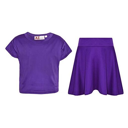 A2Z 4 Kids ragazze top bambini plain colore alla moda - new crop top plain skirt purple 7-8