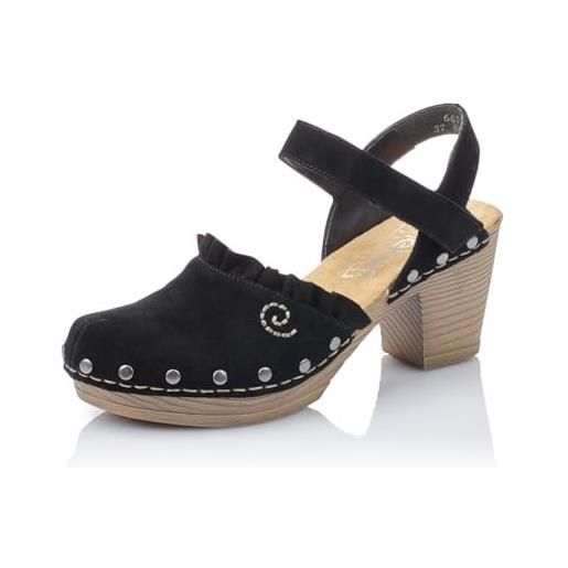Rieker donna sandali 66771, signora sandali chiusi, sandalo, protezione per le dita dei piedi, nero (schwarz / 01), 37 eu / 4 uk