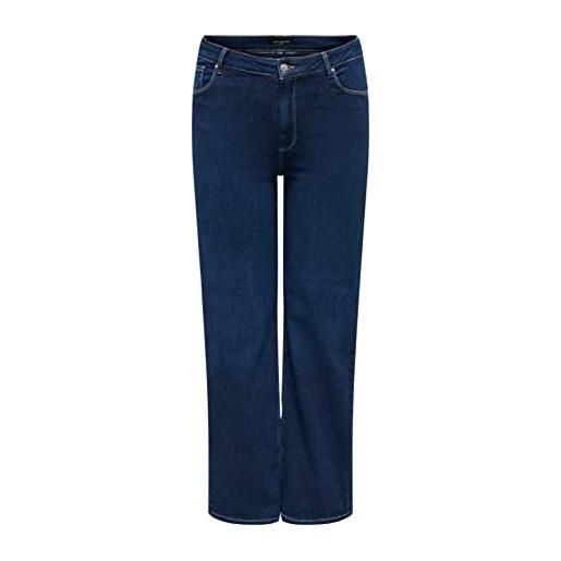 Only carwilly hw wide cro noos larghi, blu jeans scuro, 50w x 32l donna