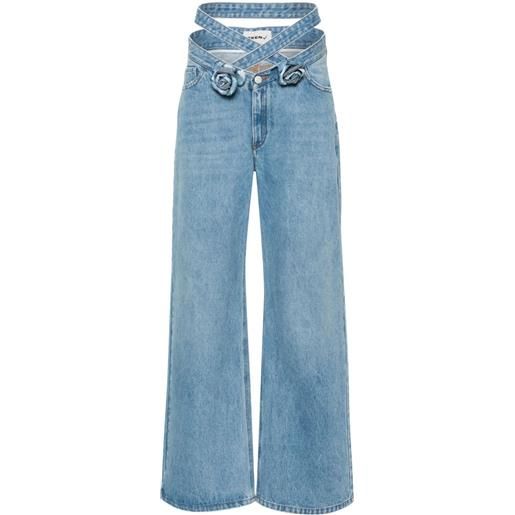 Seen Users jeans a gamba ampia wrapped in roses - blu