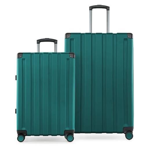 Hauptstadtkoffer q-damm - trolley rigido tsa, 4 ruote, verde acqua , koffer-set (m+l), set di valigie