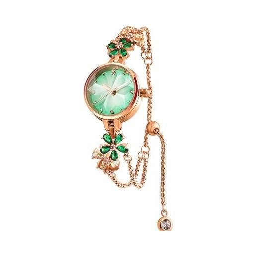 SURVAN WatchDesigner orologi bracciale donna analogico al quarzo gioielli elegente con cinturino bracciale in rame con quadrante verde orologio regalo donna(verde)