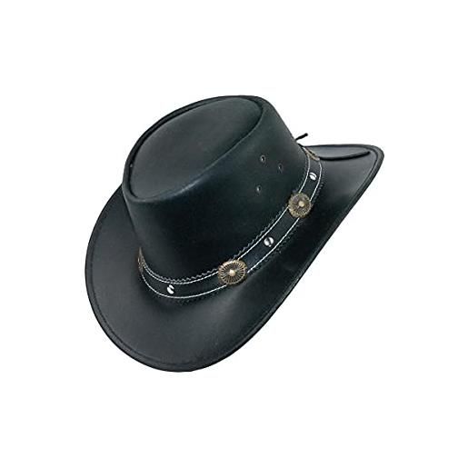 Black Jungle reedley cappello in pelle - cappello western classico, cappello da cowboy cappello australia (nerro, s)