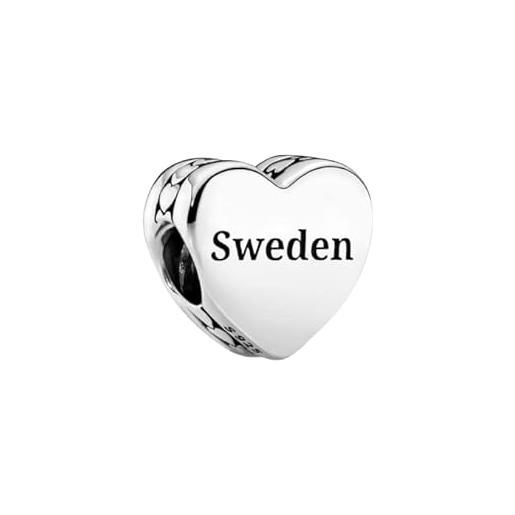 PANDORA ciondolo svedese a forma di cuore, in argento sterling della collezione moments, 792015_e036, misura unica, argento, zirconia cubica