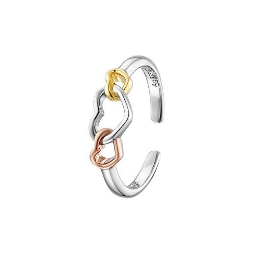 Engelsrufer err-withlove-03-tri - anello da donna in argento sterling con simboli a forma di cuore tricolore, misura unica, argento, nessuna pietra preziosa