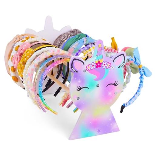 MHJY porta cerchietti bambina unicorno headband holder per capelli accessori cameretta legno espositore organizer porta passate per capelli donna