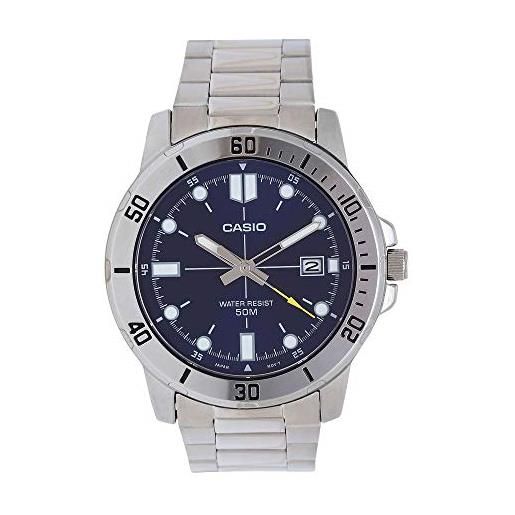 Casio mtp-vd01d-2ev men's enticer stainless steel blue dial casual analog sporty watch