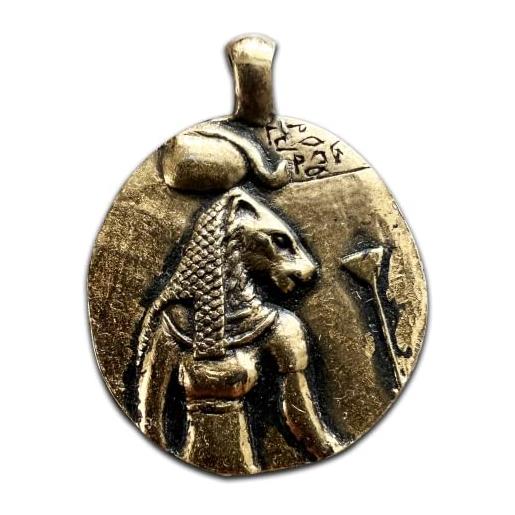 Eastgate Resource sekhmet - collana con ciondolo a doppia faccia con moneta della dea - per coraggio, sole e medicina - origine: egiziano, metallo
