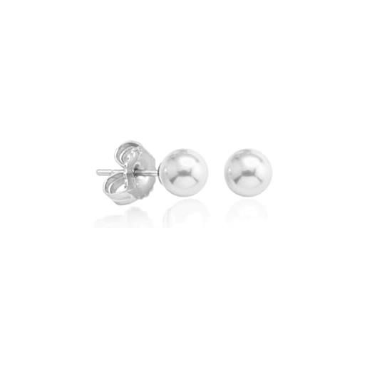 Majorica - orecchini lyra con perla bianca - collezione eternal - elaborati in argento rodiato - perle tonde da 7 mm - chiusura a perno - gioielli da donna