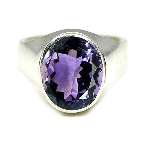 Jewelryonclick anello da donna in argento 925 con ametista naturale da 4 carati, castone in pietra incastonata in misura da 14,5 a 28,5, 57 (18.1), colore: purple, cod. Jocr4-189-p