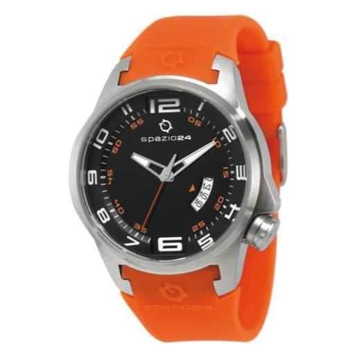 Spazio24 orologio da uomo cinturino in silicone arancione movimento al quarzo cassa acciaio - l4d052/02no