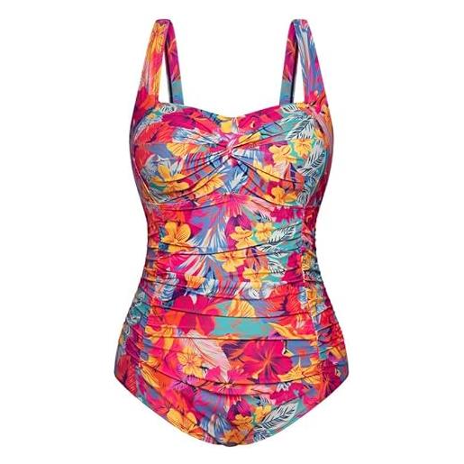 Hanna Nikole Costume da Bagno Due Pezzi Taglie Forti con Scollo A V E Slip Contenitivo per La Pancia Blu Navy 16W