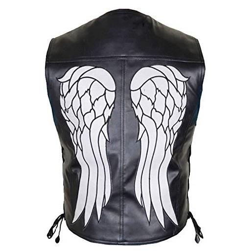 HiFacon the walking dead daryl dixon angel wings vest giacca in pelle nero - angel wings gilet in vera pelle m