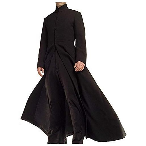 HiFacon matrix neo keanu reeves collare rotondo nero gotico steampunk trench matrix cappotto tessuto di lana. M