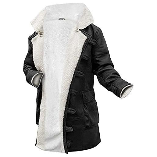 JACKETZONE tom hardy coat | bane pisello pelliccia artificiale marrone trench giacca in pelle sintetica, nero - similpelle. , xxxxl