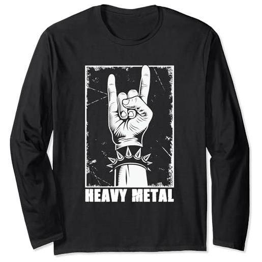 Skeletor heavy metal mano cornuta metal fork rock music hardrock maglietta a maniche lunghe, nero , l