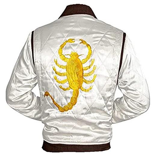 HiFacon drive scorpion ryan gosling scorpio giacca da uomo con logo trapuntato in raso, bianco/avorio, l