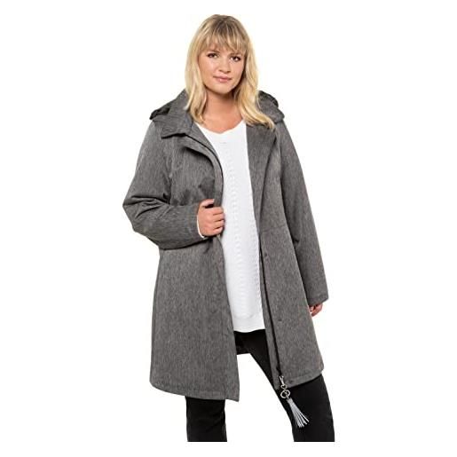 Ulla popken mantel, 3x-wetterfunktion, kapuze, futter cappotto, grigio (antracite 12), 52-54 donna
